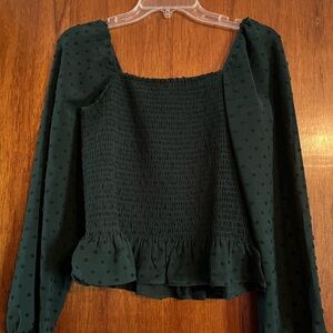 Elegant Green Smocked Women's Top